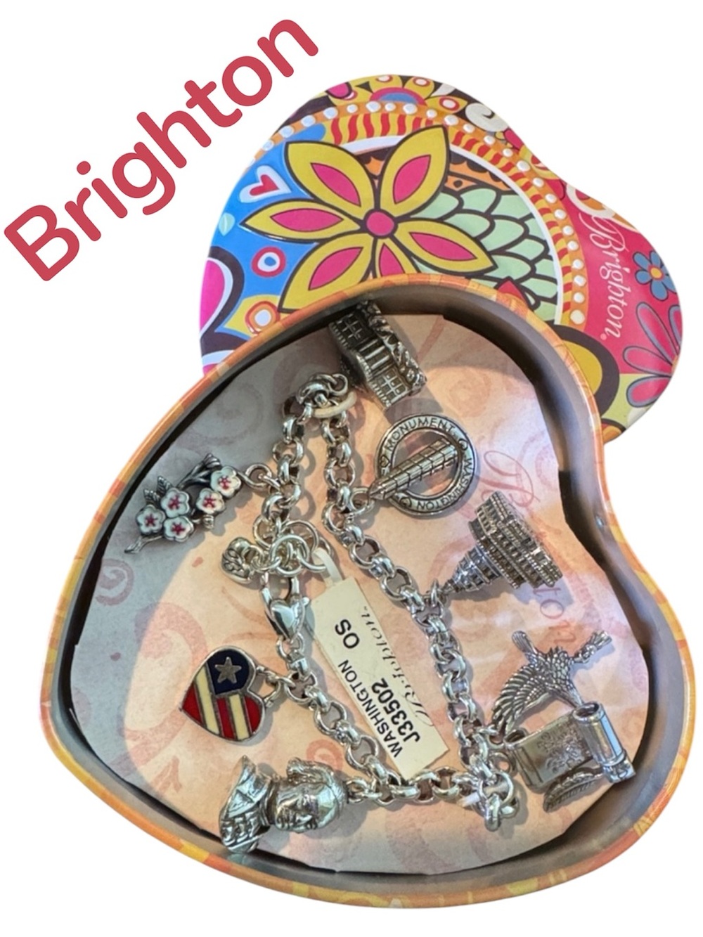 Brighton Washington D.C. Charm Bracelet with Red, White & Blue Accent